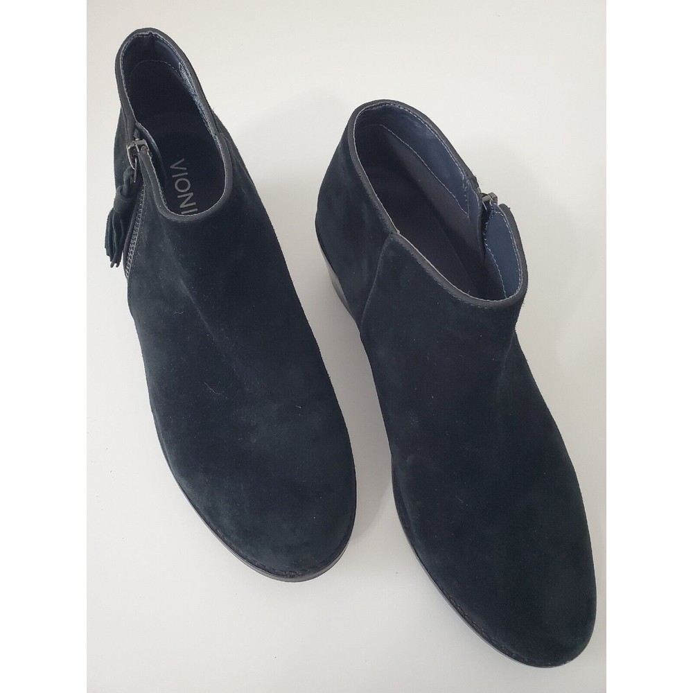 Vionic Serena Black Suede Ankle Boots Orthaheel Booties Wms Sz 8.5 VS174